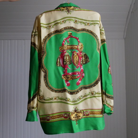 Y2K Ted Lapidus baroque print silk shirt/top/blouse - Picture 7 of 8